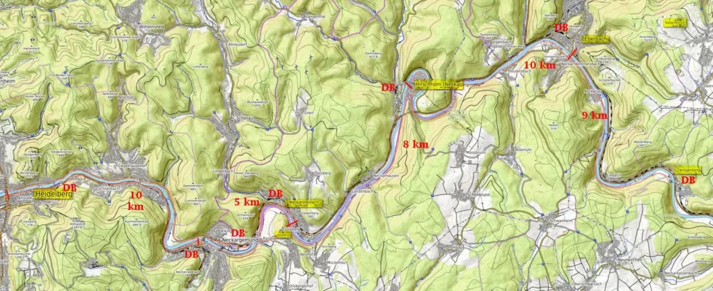 Дорога крепостей велосипедный маршрут по неккару карта