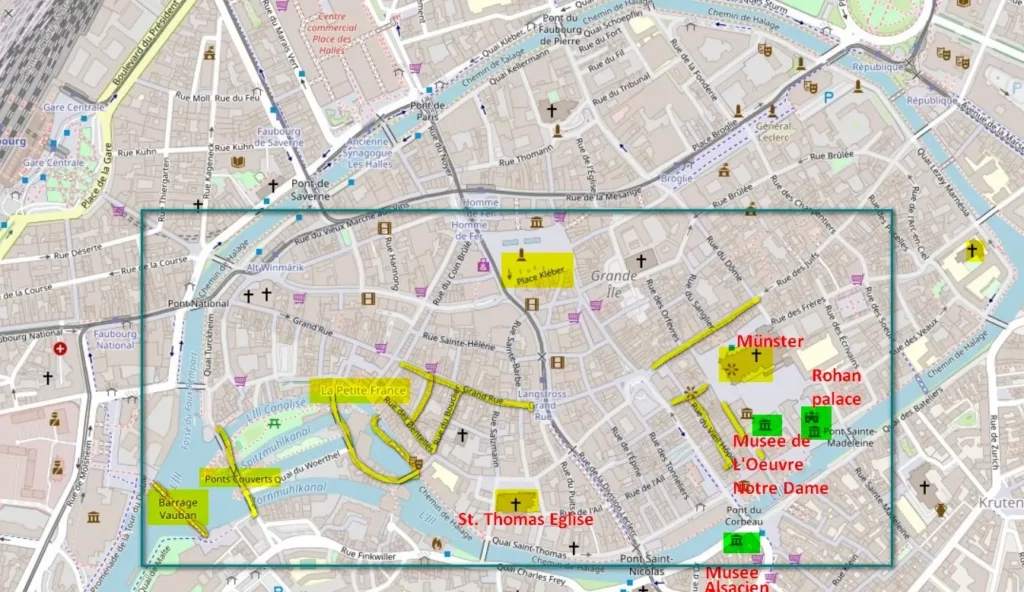 Страсбург карта центра Страсбурга