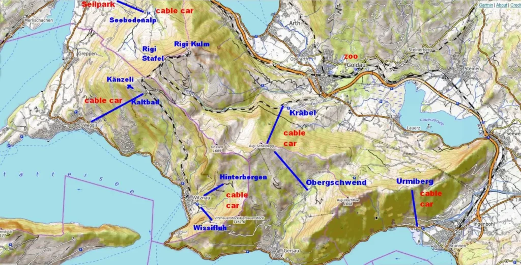 Озеро Люцерн Риги карта