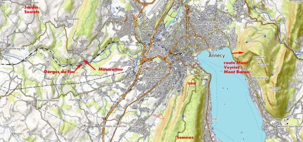 Озеро Анси карта ущелье реки Фьер